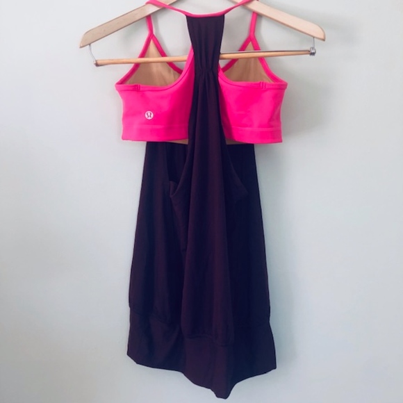 lululemon athletica Tops - Lululemon Plum Top with Pink Built-in Sports Bra